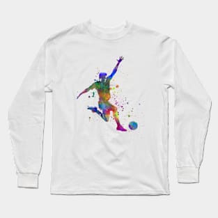 Soccer player in watercolor Long Sleeve T-Shirt